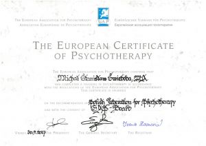 Certyfikat Psychoterapeuty Europejskiego Stowarzyszenia Psychoterapii (European Certificate of Psychotherapy - ECP) (2017)